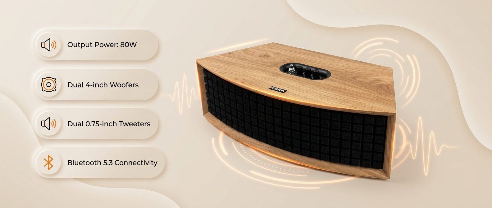 اسپیکر بلوتوثی طرح چوبی هیسکا مدل Hiska L75 MS