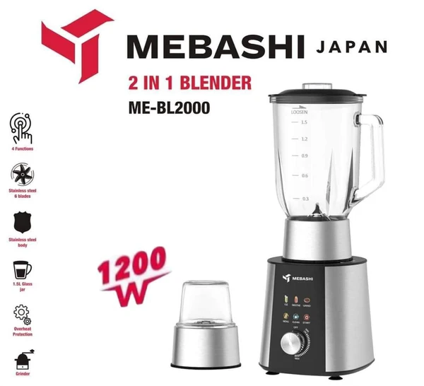 مخلوط کن و آسیاب 1200 وات مباشی مدل MEBASHI ME-BL2000
