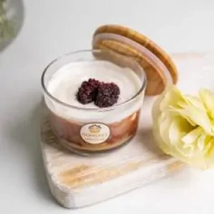 ظرف شیشه ای 2عددی گرد 190میل درب چوبی