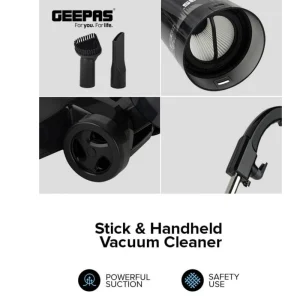 جاروبرقی عصایی جیپاس مدل GEEPAS GVC19055-BK رنگ مشکی