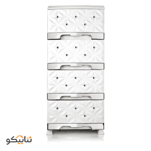 دراور نگین پر گل 4 طبقه نقره ای BL