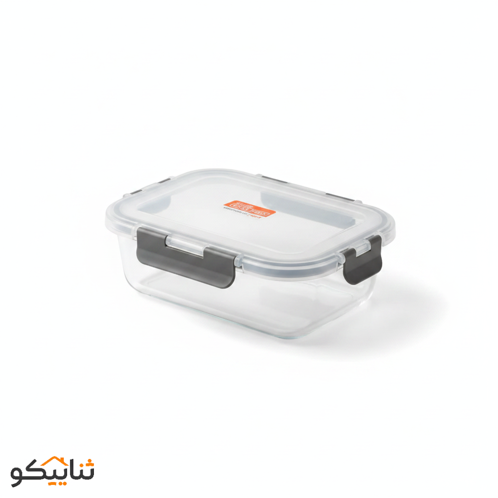 ظرف نگهدارنده غذا درب دار مستطیل 1040میلی لیتر گلس لاک شفاف